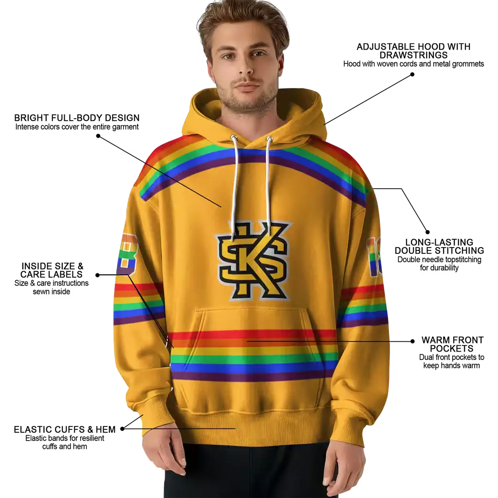 personalized kennesaw state owls rainbow stripes gold hoodie latest model personalized kennesaw state owls rainbow stripes gold hoodie latest model