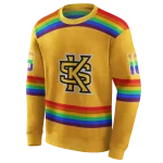personalized kennesaw state owls rainbow stripes gold hoodie best selling