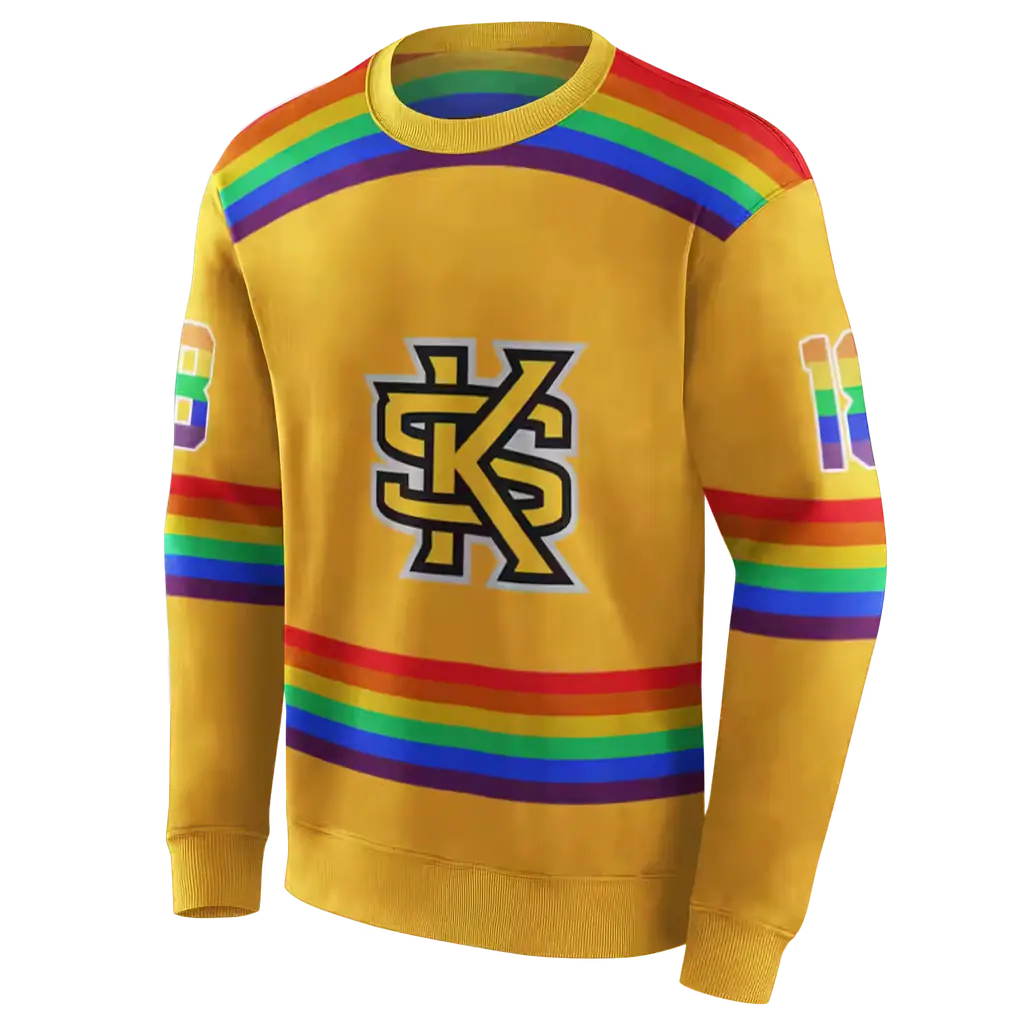 personalized kennesaw state owls rainbow stripes gold hoodie new arrival personalized kennesaw state owls rainbow stripes gold hoodie new arrival