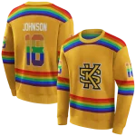 personalized kennesaw state owls rainbow stripes gold hoodie best selling