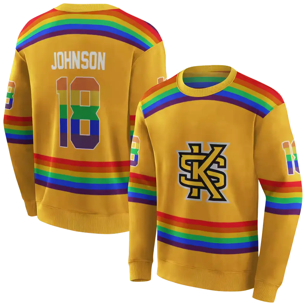 personalized kennesaw state owls rainbow stripes gold hoodie premium grade personalized kennesaw state owls rainbow stripes gold hoodie premium grade
