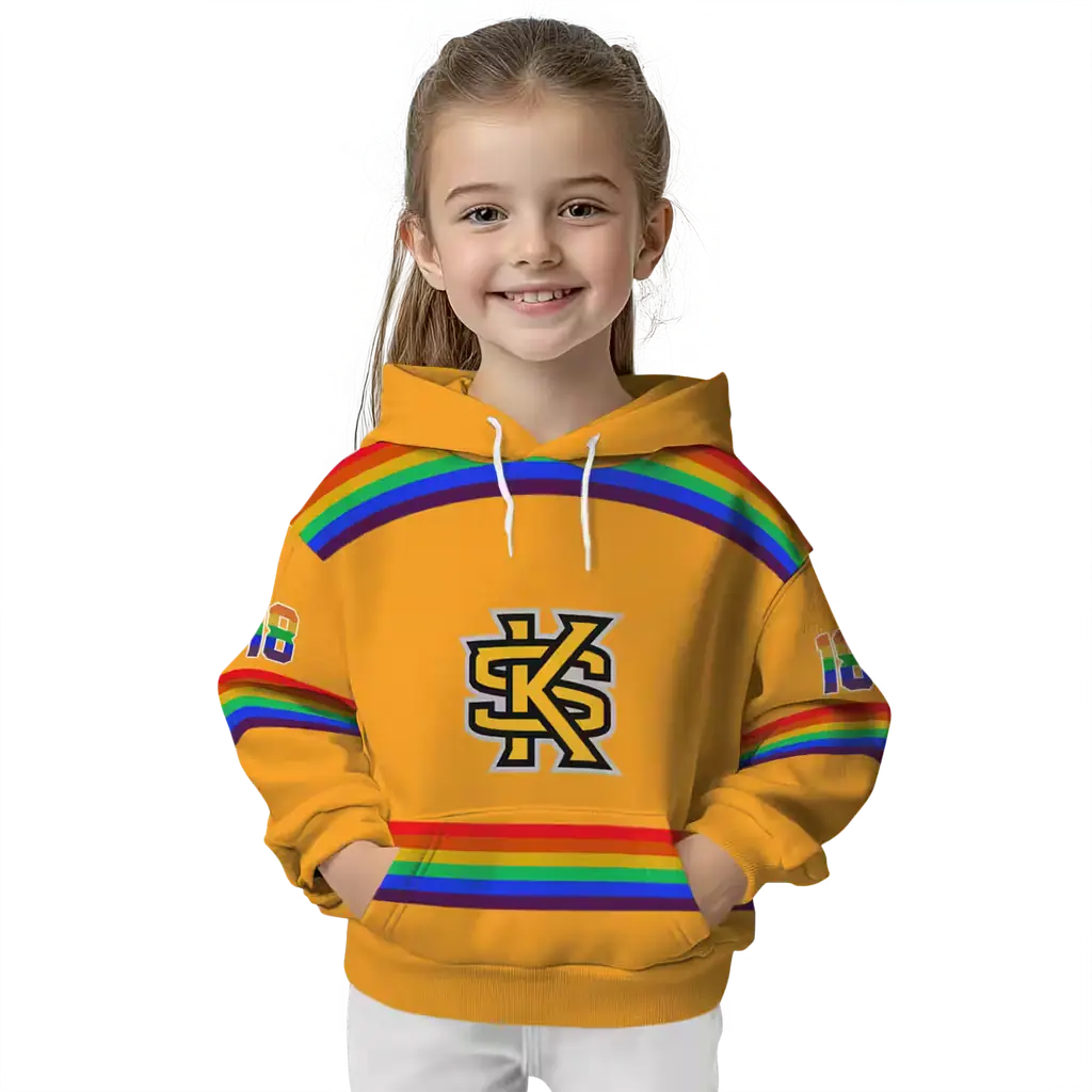 personalized kennesaw state owls rainbow stripes gold hoodie top rated personalized kennesaw state owls rainbow stripes gold hoodie top rated