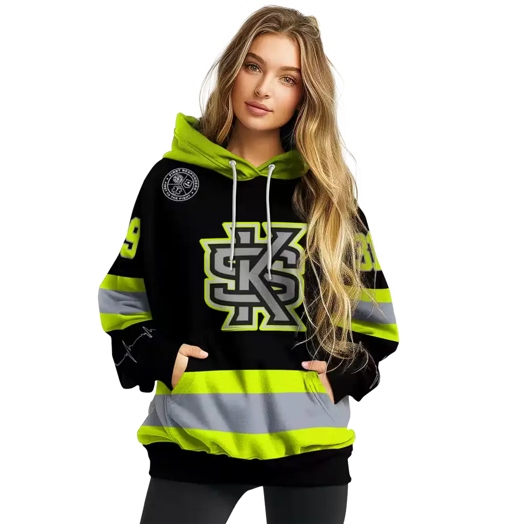 personalized kennesaw state owls safety motif black neon green hoodie high quality personalized kennesaw state owls safety motif black neon green hoodie high quality