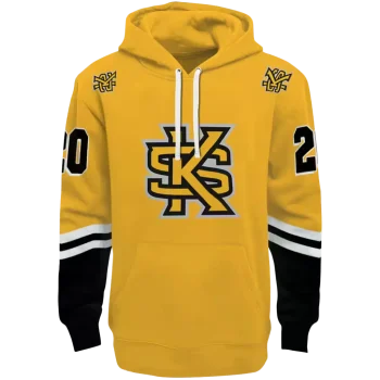 personalized kennesaw state owls striped sleeves gold hoodie best selling