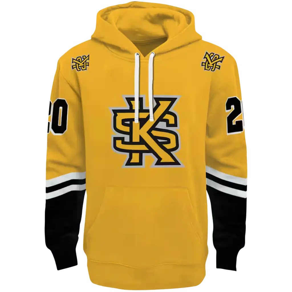 personalized kennesaw state owls striped sleeves gold hoodie best selling personalized kennesaw state owls striped sleeves gold hoodie best selling