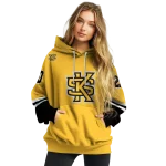 personalized kennesaw state owls striped sleeves gold hoodie best selling