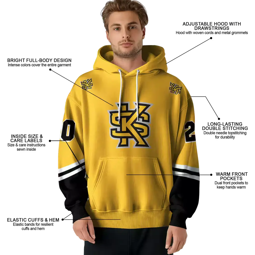 personalized kennesaw state owls striped sleeves gold hoodie latest model personalized kennesaw state owls striped sleeves gold hoodie latest model