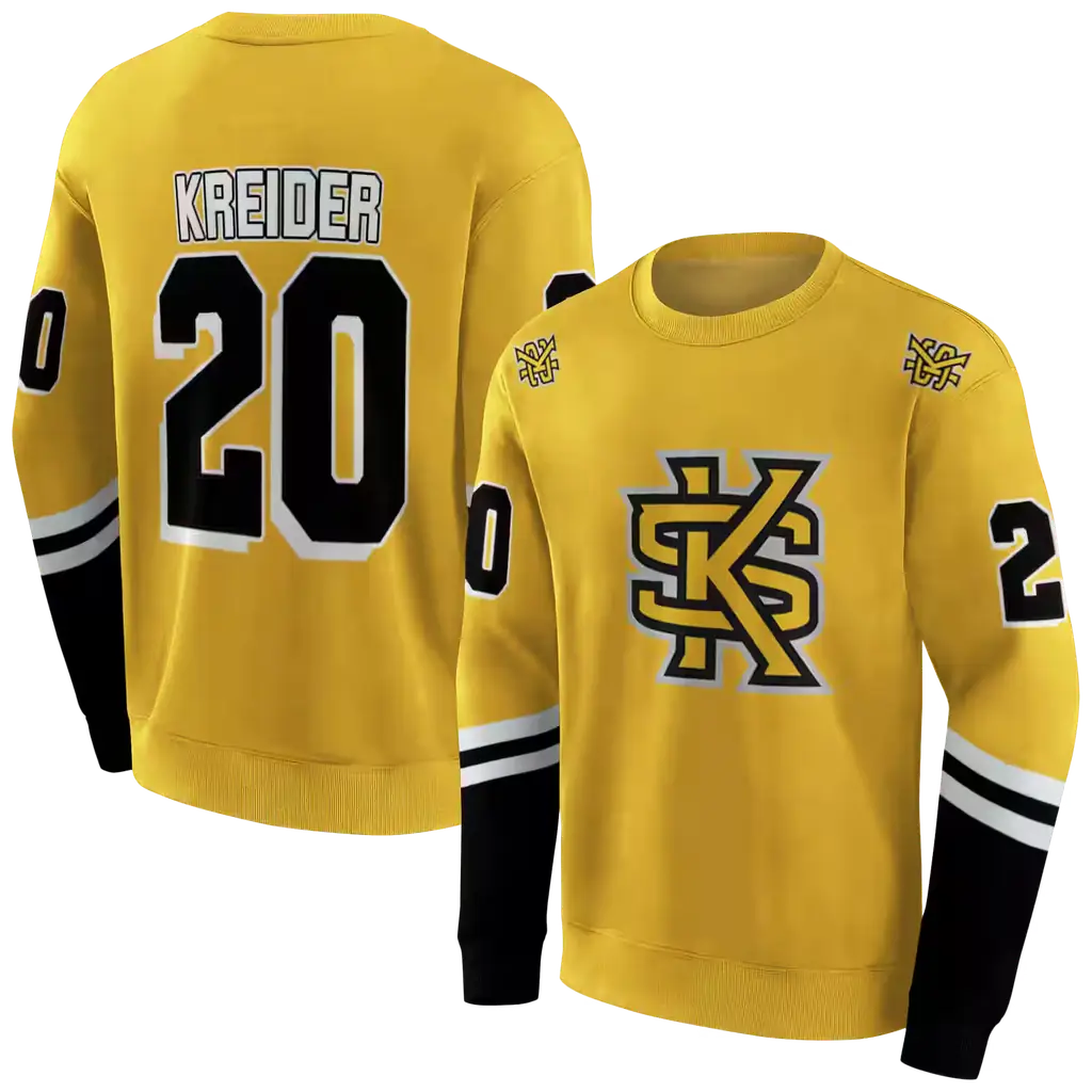 personalized kennesaw state owls striped sleeves gold hoodie premium grade personalized kennesaw state owls striped sleeves gold hoodie premium grade