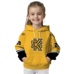 personalized kennesaw state owls striped sleeves gold hoodie best selling