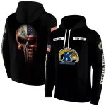 personalized kent state golden flashes punisher skull black hoodie best selling