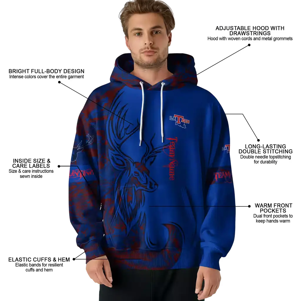 personalized la tech deer silhouette blue hoodie latest model personalized la tech deer silhouette blue hoodie latest model