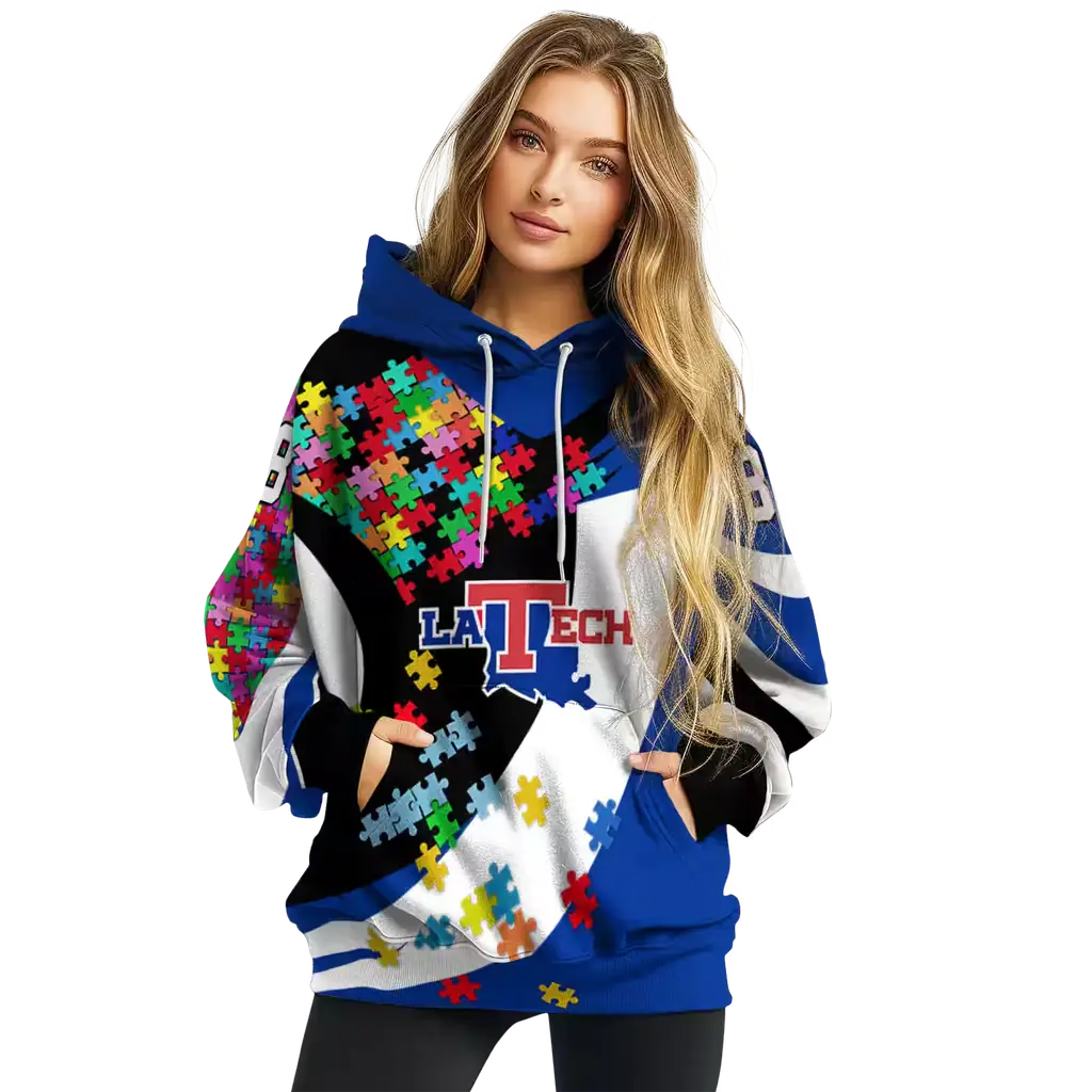 personalized la tech puzzle pieces blue hoodie high quality personalized la tech puzzle pieces blue hoodie high quality