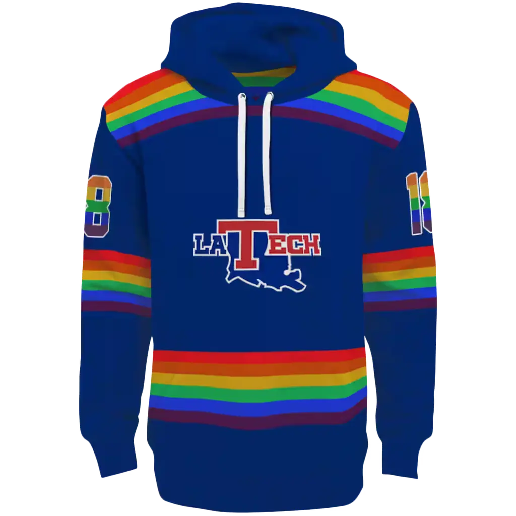 personalized la tech rainbow stripes blue hoodie best selling personalized la tech rainbow stripes blue hoodie best selling
