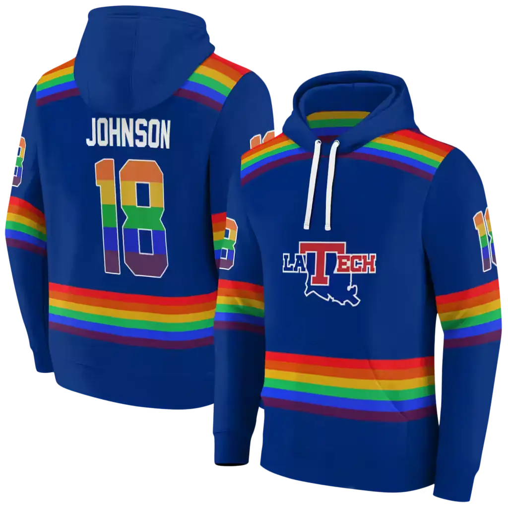 personalized la tech rainbow stripes blue hoodie fashion forward personalized la tech rainbow stripes blue hoodie fashion forward