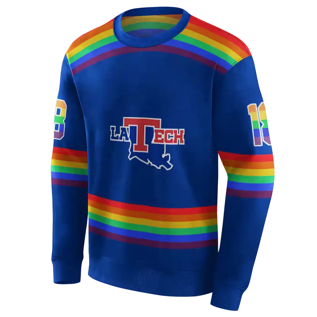 personalized la tech rainbow stripes blue hoodie new arrival personalized la tech rainbow stripes blue hoodie new arrival