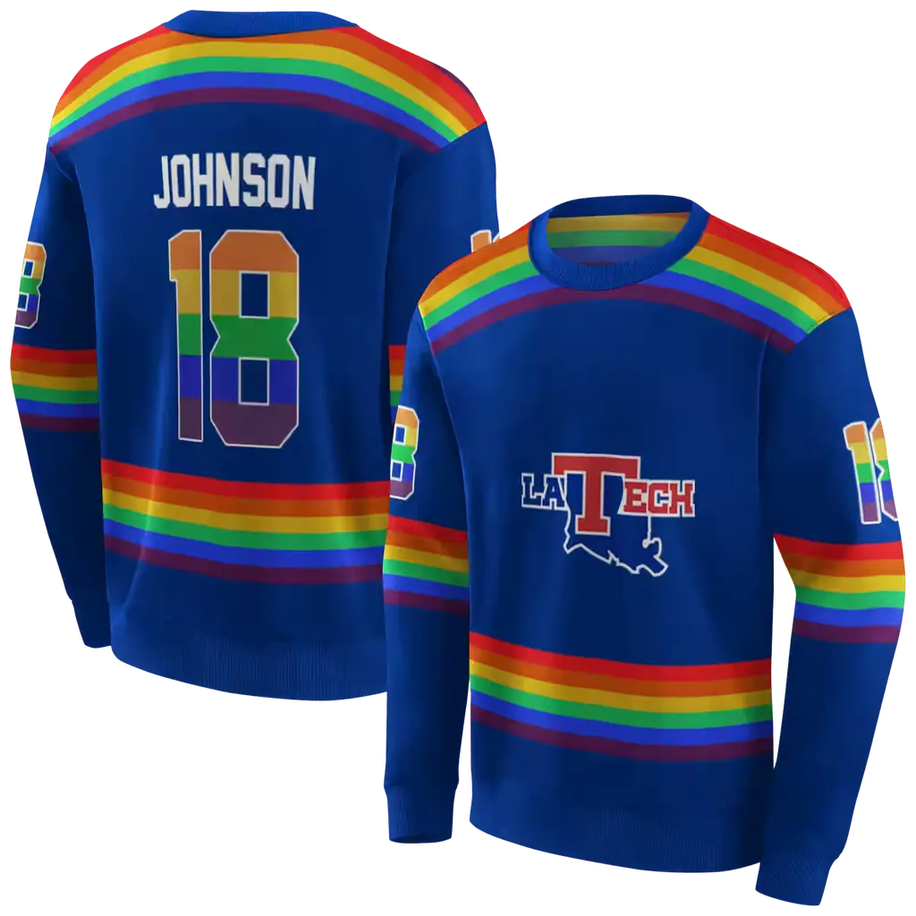 personalized la tech rainbow stripes blue hoodie premium grade personalized la tech rainbow stripes blue hoodie premium grade