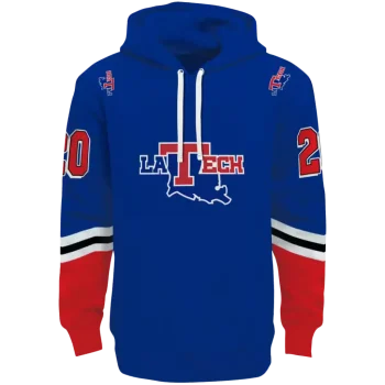 personalized la tech striped sleeves blue hoodie best selling