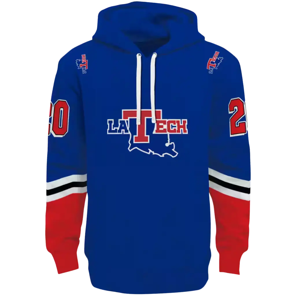 personalized la tech striped sleeves blue hoodie best selling personalized la tech striped sleeves blue hoodie best selling