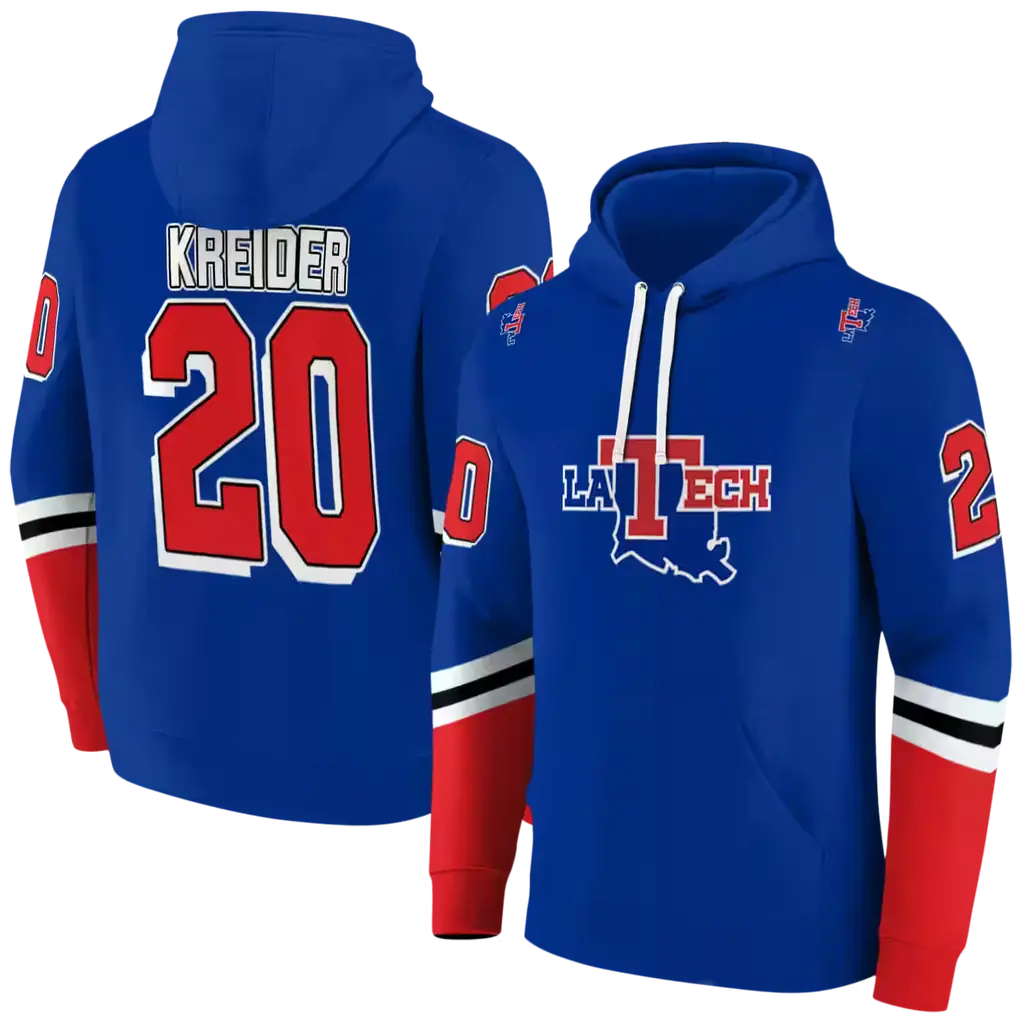 personalized la tech striped sleeves blue hoodie fashion forward personalized la tech striped sleeves blue hoodie fashion forward