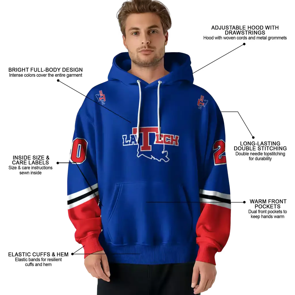 personalized la tech striped sleeves blue hoodie latest model personalized la tech striped sleeves blue hoodie latest model