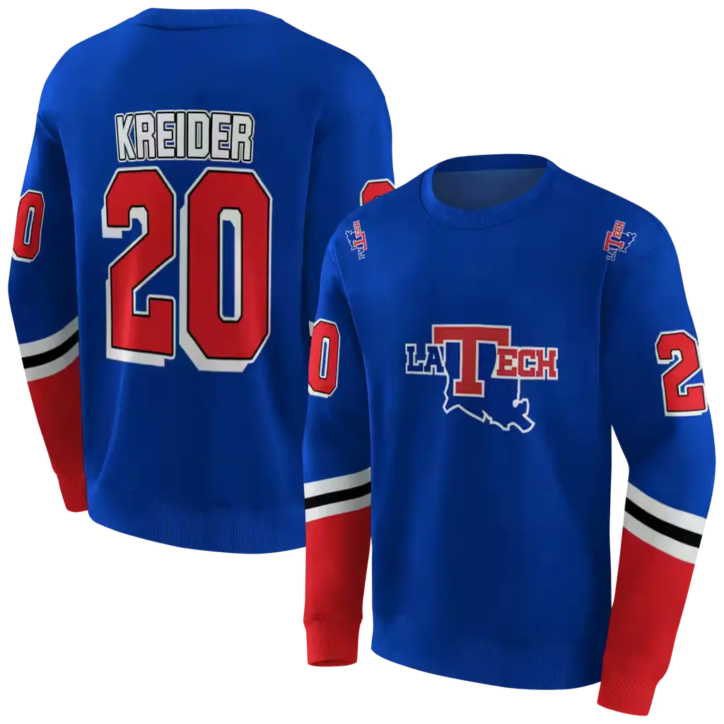 personalized la tech striped sleeves blue hoodie premium grade personalized la tech striped sleeves blue hoodie premium grade