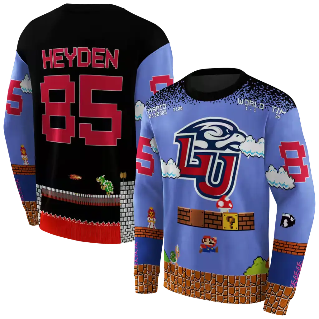 personalized liberty flames mario blue black hoodie premium grade personalized liberty flames mario blue black hoodie premium grade