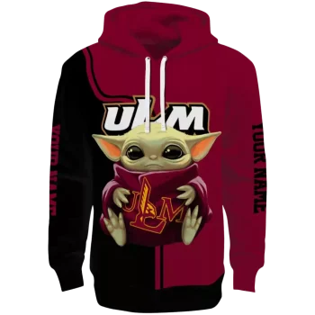 personalized louisiana monroe warhawks baby yoda red black hoodie best selling