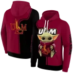 personalized louisiana monroe warhawks baby yoda red black hoodie best selling