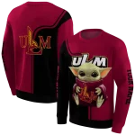 personalized louisiana monroe warhawks baby yoda red black hoodie best selling