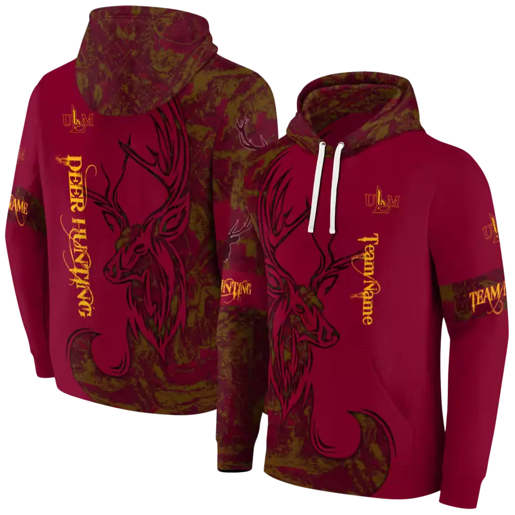 personalized louisiana monroe warhawks deer silhouette red hoodie fashion forward personalized louisiana monroe warhawks deer silhouette red hoodie fashion forward