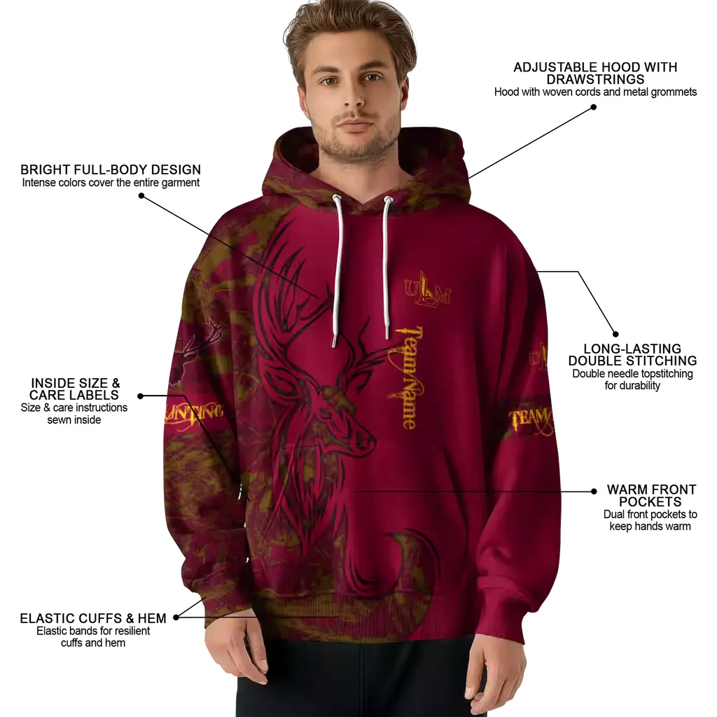 personalized louisiana monroe warhawks deer silhouette red hoodie latest model personalized louisiana monroe warhawks deer silhouette red hoodie latest model