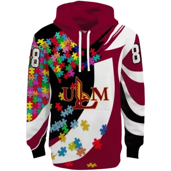 personalized louisiana monroe warhawks puzzle pieces red hoodie best selling