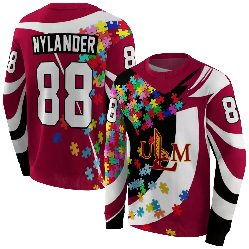 personalized louisiana monroe warhawks puzzle pieces red hoodie premium grade personalized louisiana monroe warhawks puzzle pieces red hoodie premium grade