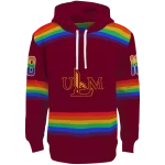 personalized louisiana monroe warhawks rainbow stripes red hoodie best selling