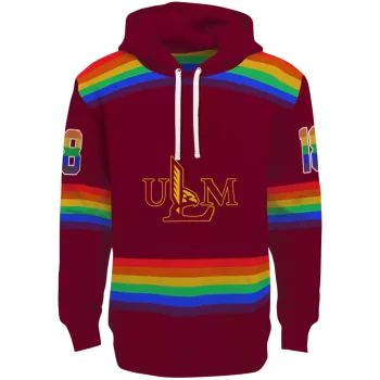 personalized louisiana monroe warhawks rainbow stripes red hoodie best selling