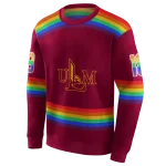 personalized louisiana monroe warhawks rainbow stripes red hoodie best selling