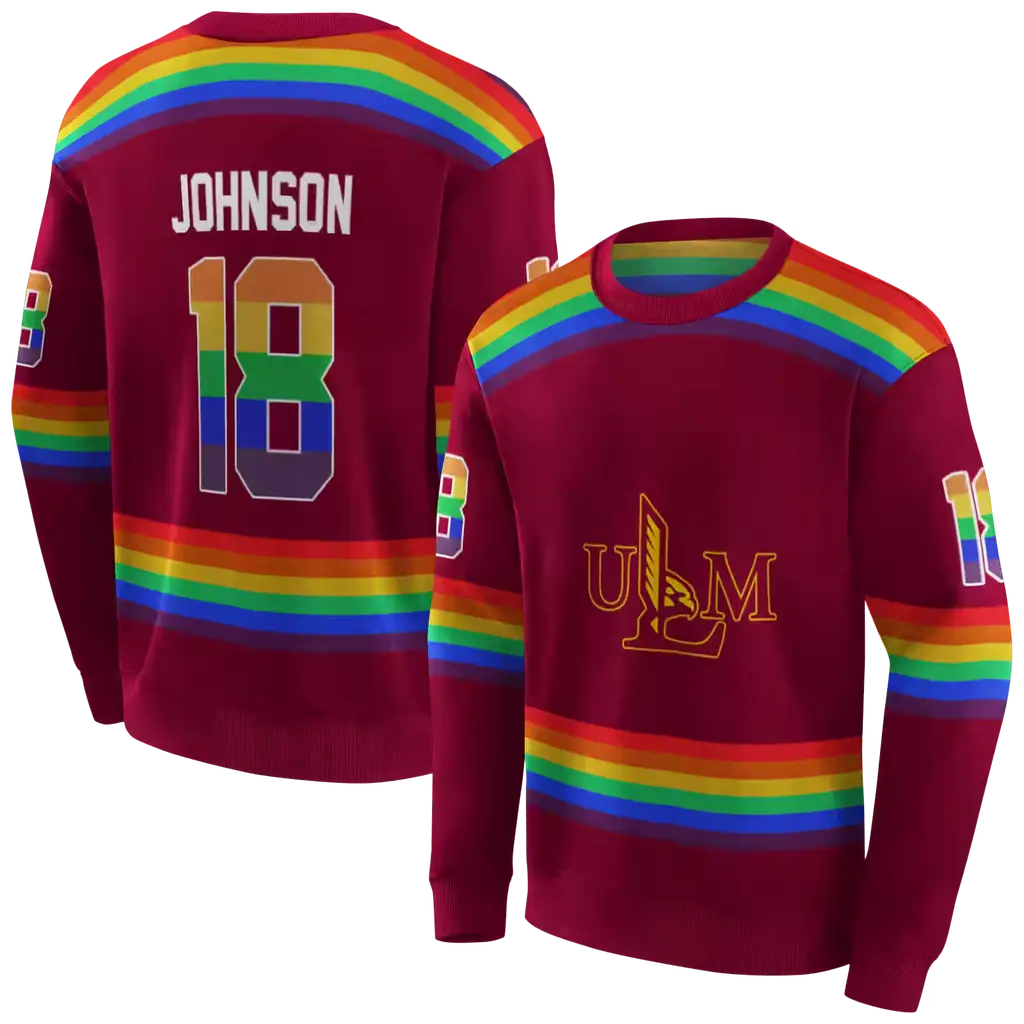 personalized louisiana monroe warhawks rainbow stripes red hoodie premium grade personalized louisiana monroe warhawks rainbow stripes red hoodie premium grade