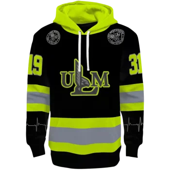 personalized louisiana monroe warhawks safety motif black neon green hoodie best selling