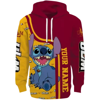 personalized louisiana monroe warhawks stitch red hoodie best selling