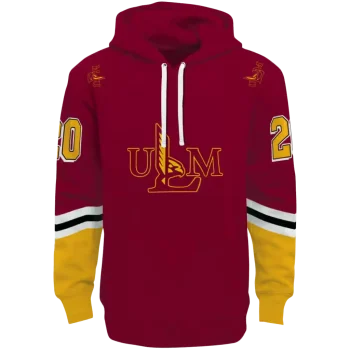 personalized louisiana monroe warhawks striped sleeves red hoodie best selling