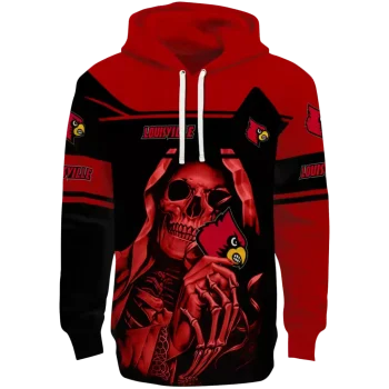 personalized louisville cardinals grim reaper red black hoodie best selling