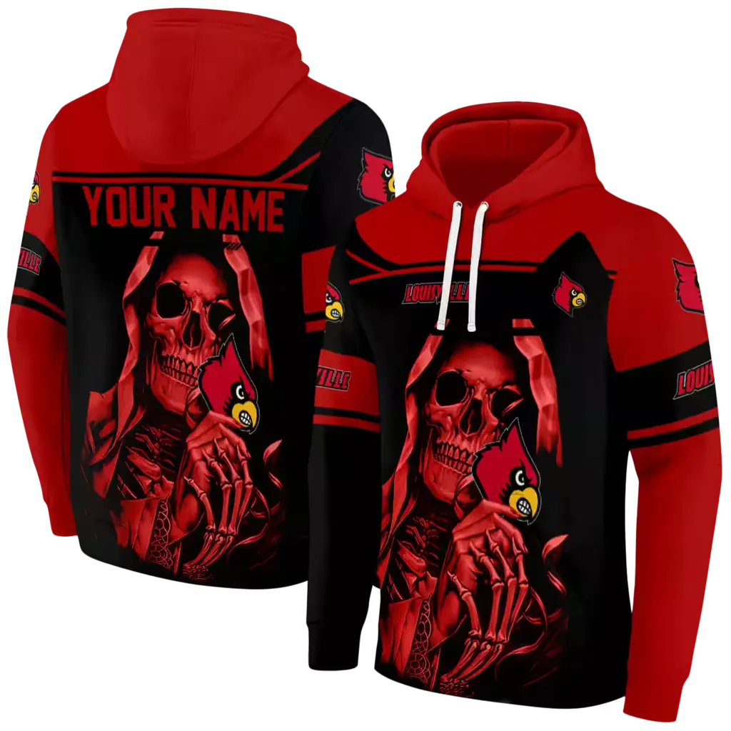 personalized louisville cardinals grim reaper red black hoodie fashion forward personalized louisville cardinals grim reaper red black hoodie fashion forward