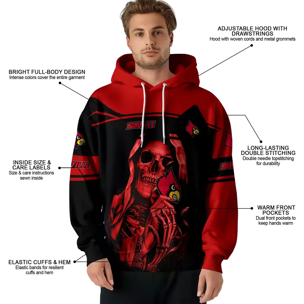 personalized louisville cardinals grim reaper red black hoodie latest model personalized louisville cardinals grim reaper red black hoodie latest model