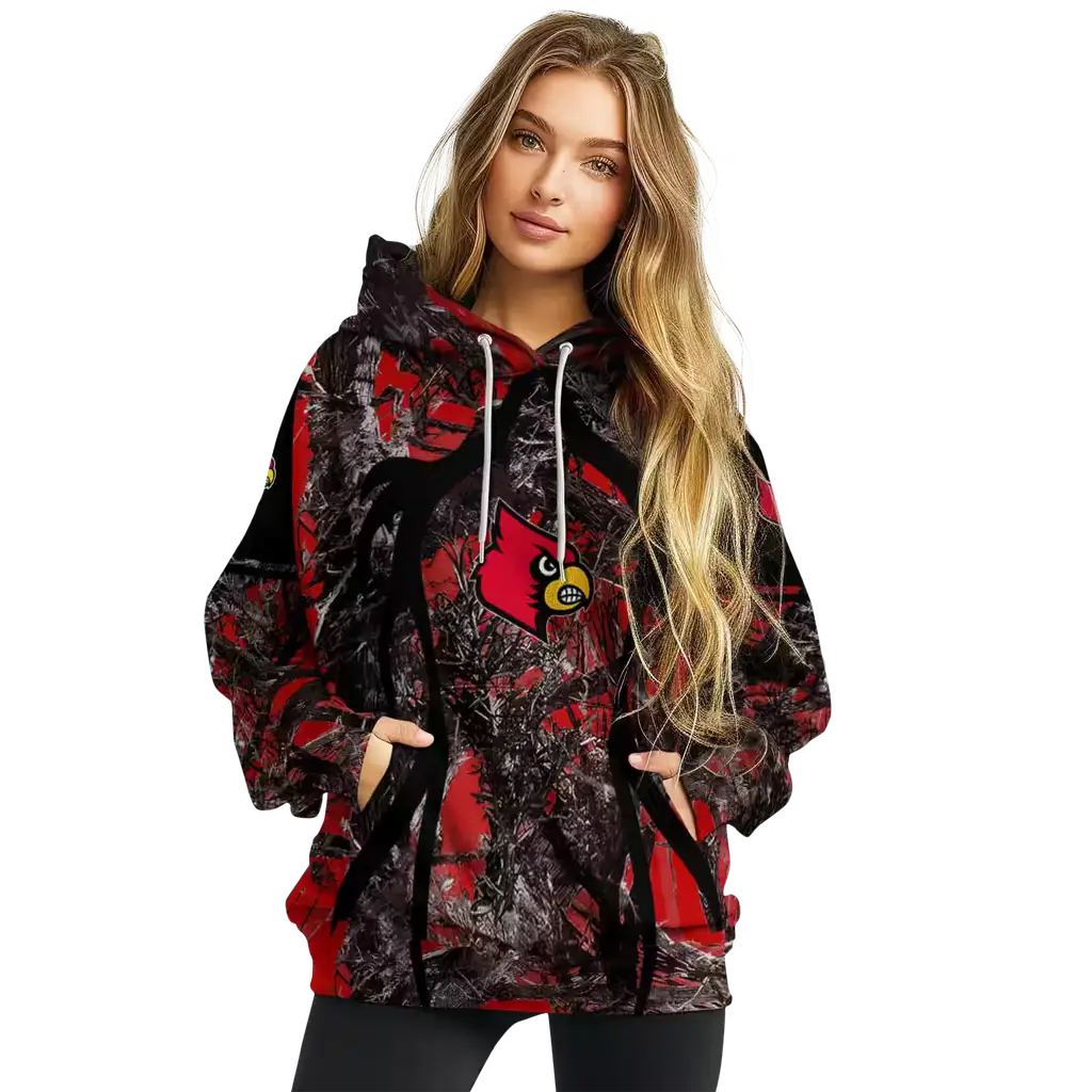personalized louisville cardinals hunting theme red black hoodie high quality personalized louisville cardinals hunting theme red black hoodie high quality