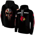 personalized louisville cardinals punisher skull black hoodie best selling