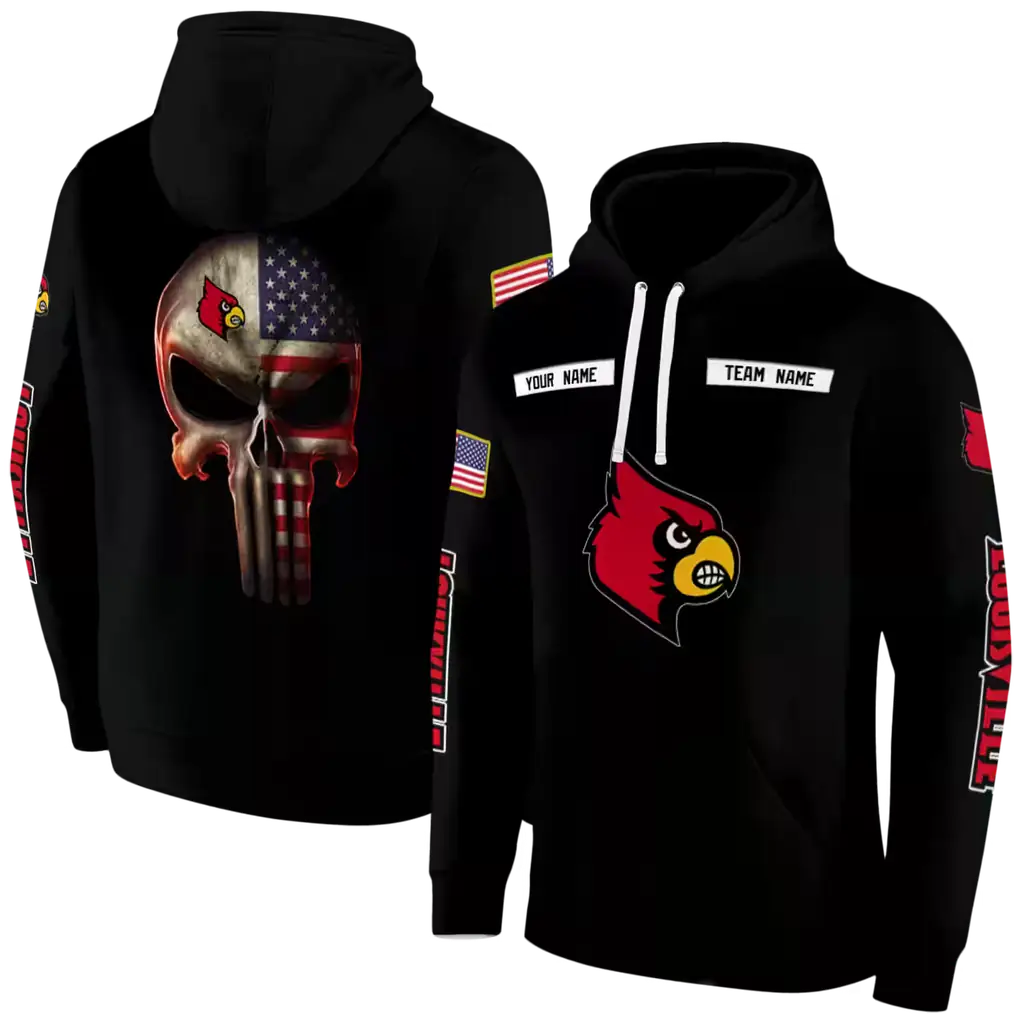 personalized louisville cardinals punisher skull black hoodie fashion forward personalized louisville cardinals punisher skull black hoodie fashion forward