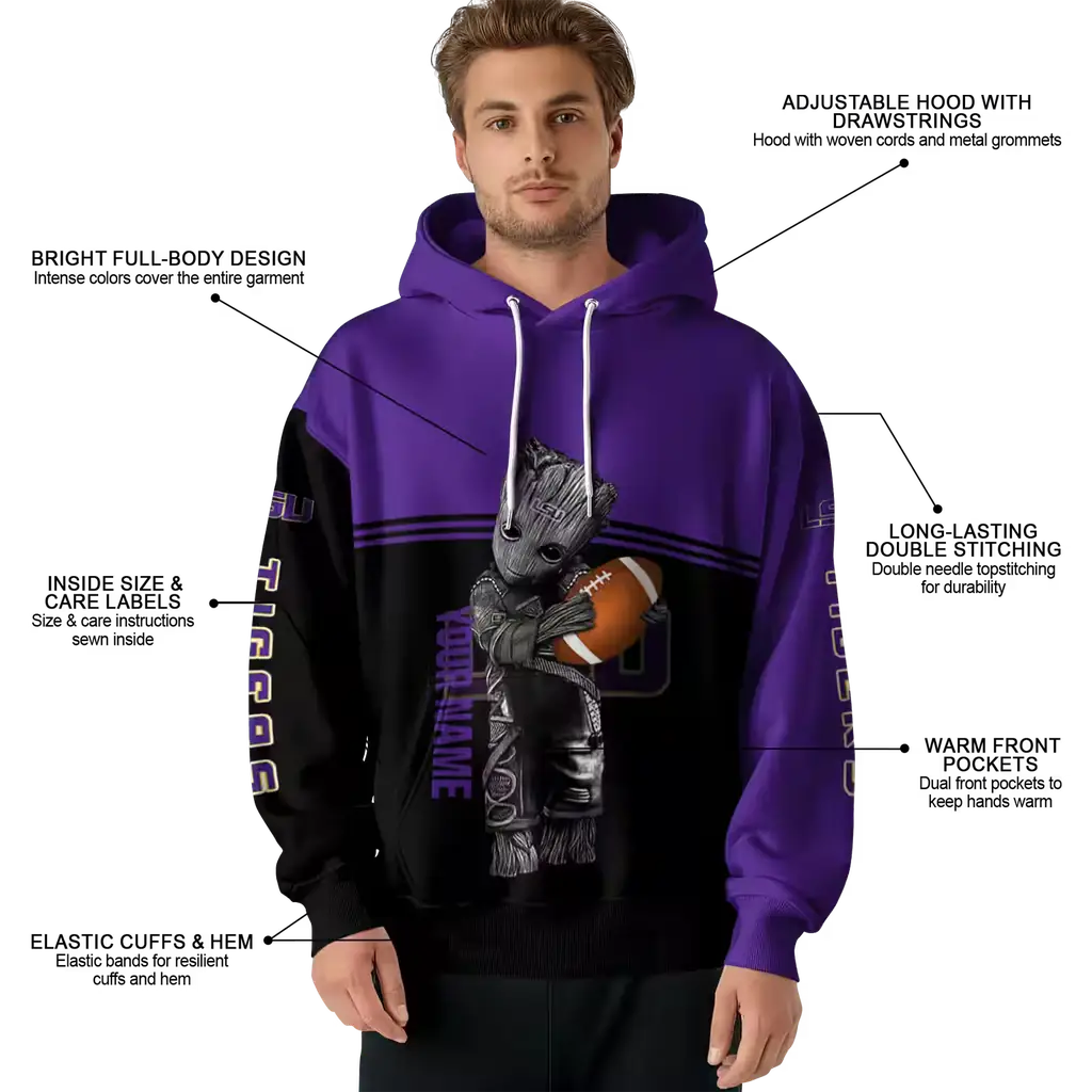 personalized lsu tigers baby groot purple black hoodie latest model personalized lsu tigers baby groot purple black hoodie latest model