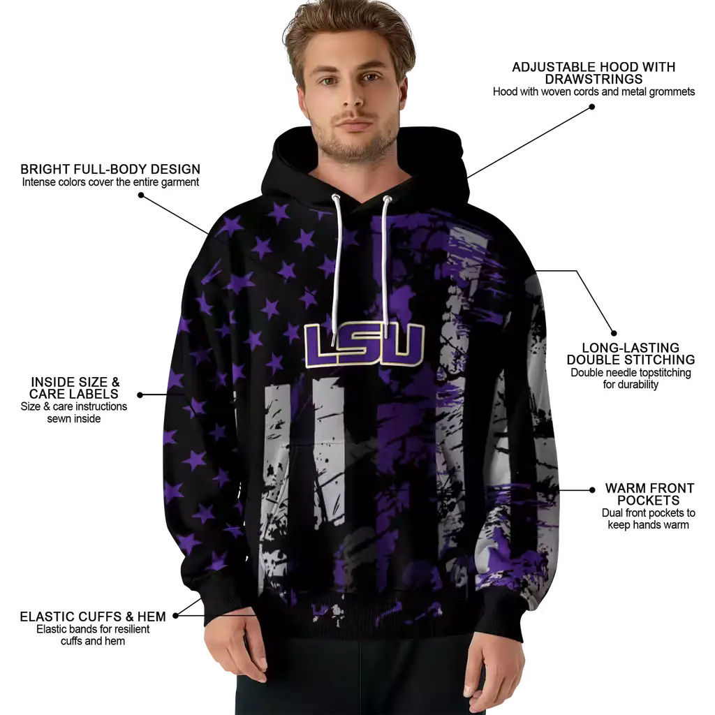 personalized lsu tigers distressed flag purple black hoodie latest model personalized lsu tigers distressed flag purple black hoodie latest model