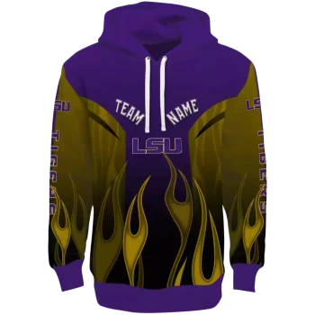 personalized lsu tigers flame design purple hoodie best selling