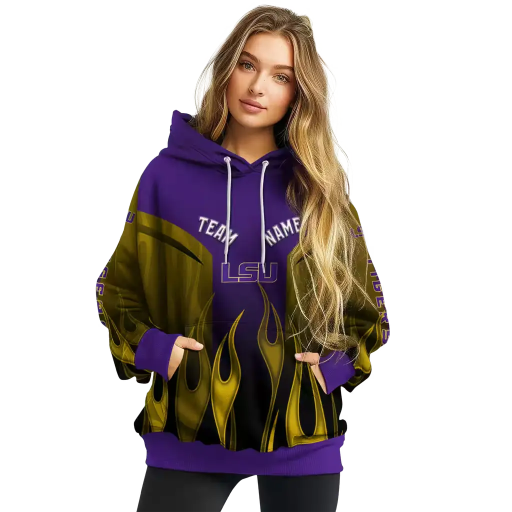 personalized lsu tigers flame design purple hoodie high quality personalized lsu tigers flame design purple hoodie high quality